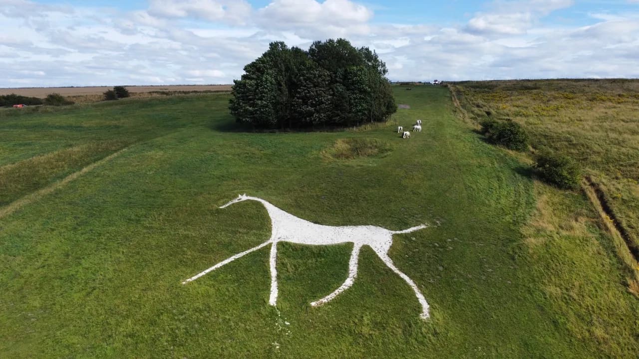Hackpen White Horse - From Drone, United Kingdom