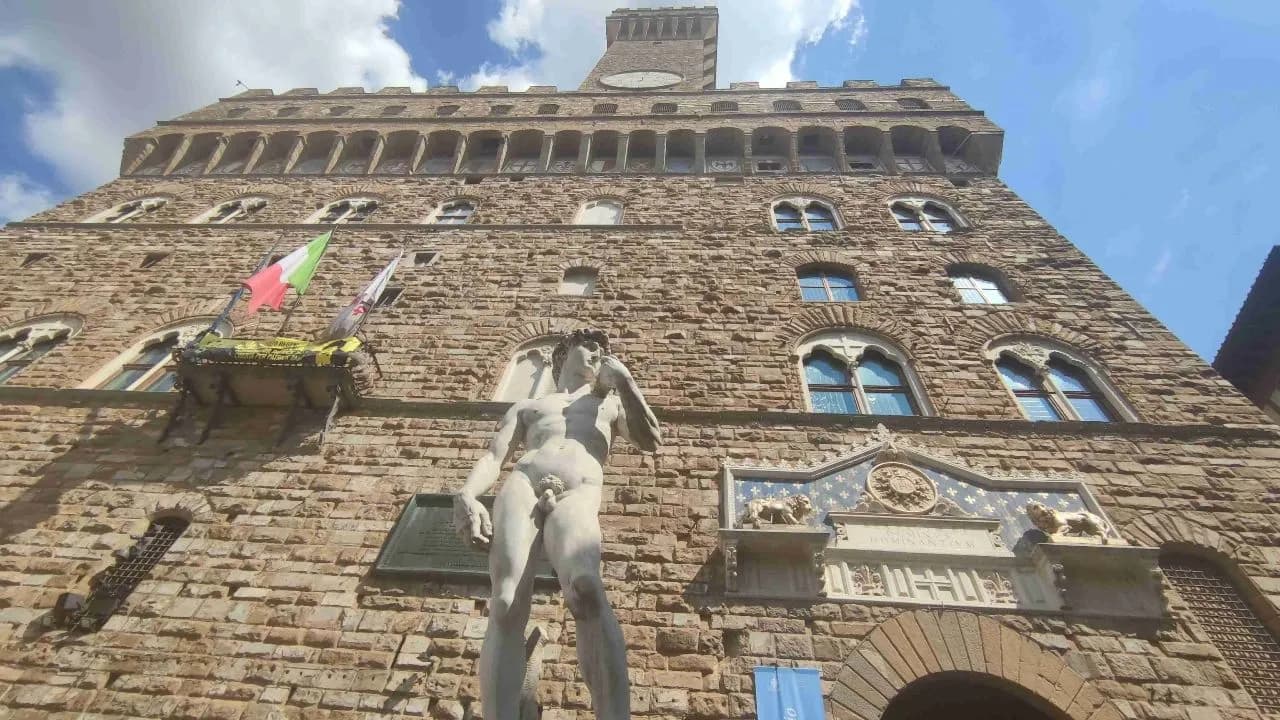 Statua del David e Palazzo Vecchio - Z Piazza della Signoria, Italy