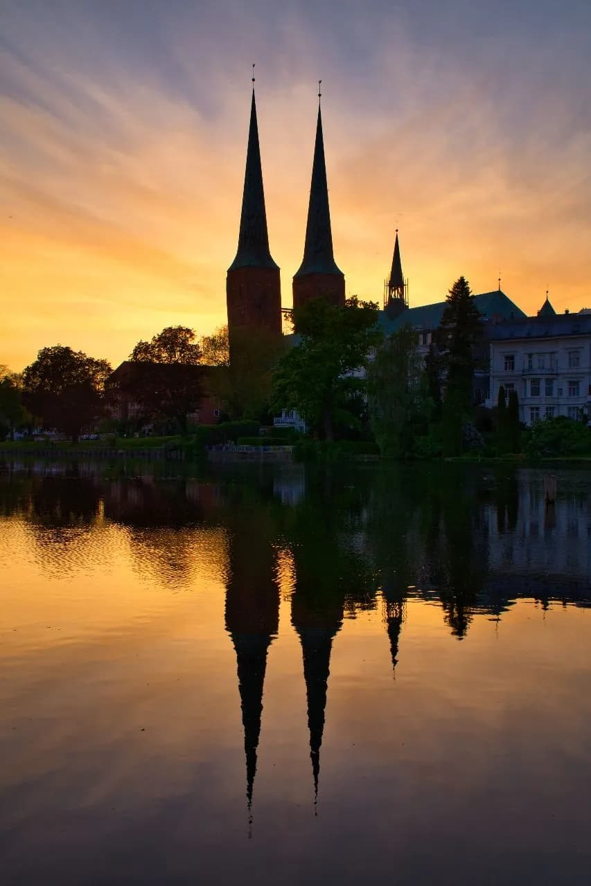 Dom zu Lübeck - Från Mühlenteich, Germany