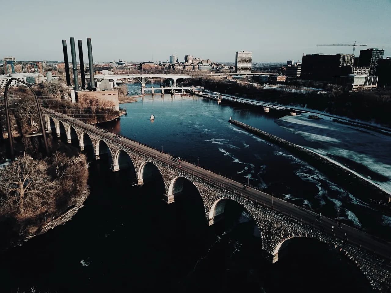 Stone Arch Bridge - Da Drone, United States