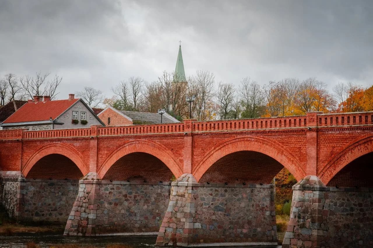Bridge over the Venta river - Tól River bank, Latvia