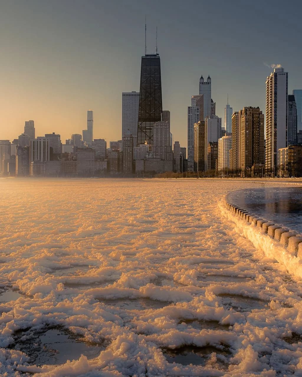 John Hancock & Lake Pancakes - From South of North Ave beach, United States